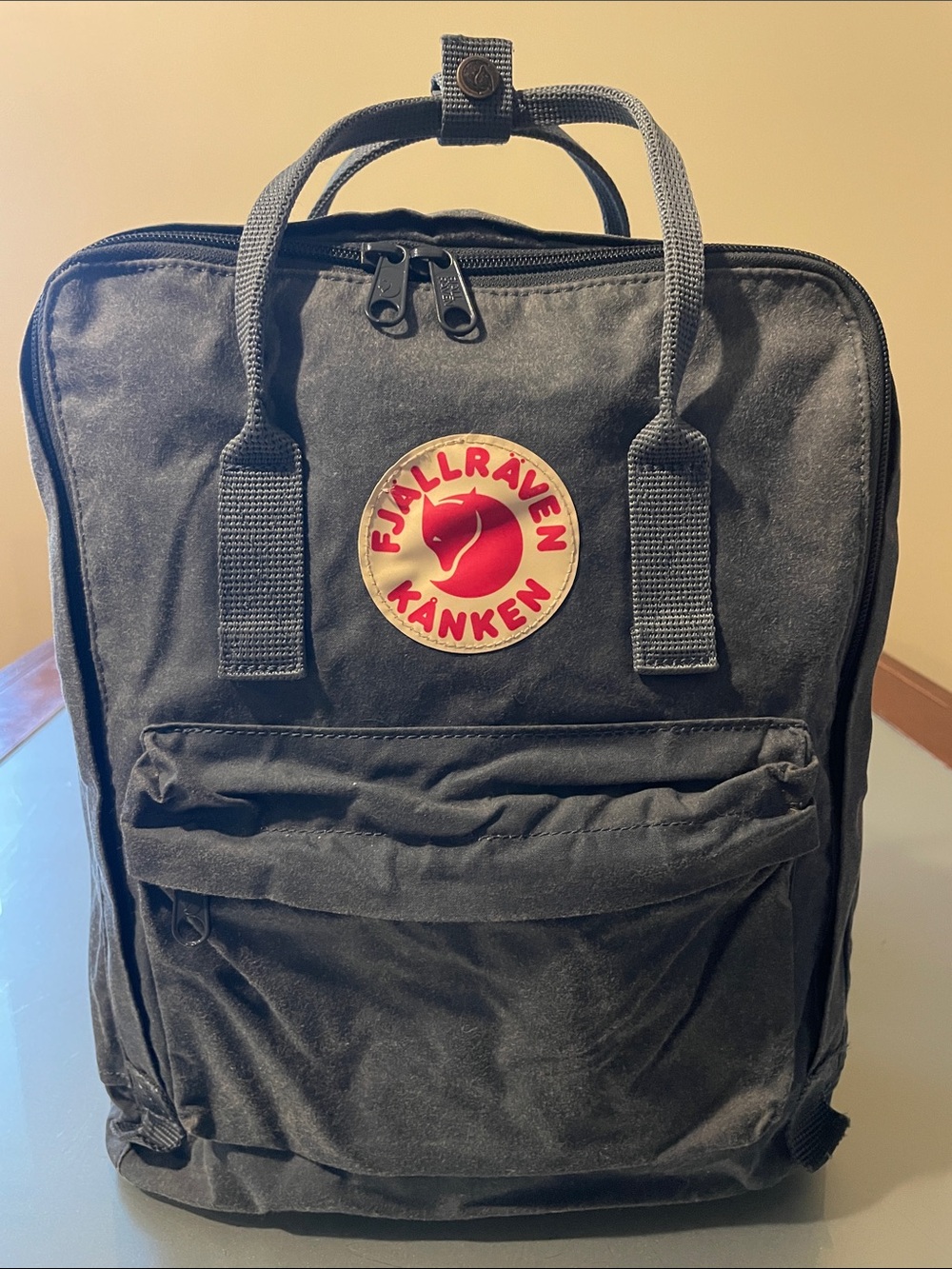 Fjallraven Kanken Backpack in Navy with Red Logo